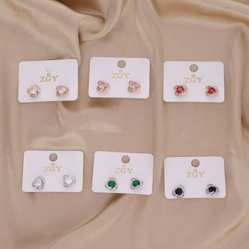 Brincos de Zircônia Folheados de Tarraxa (R118-03)