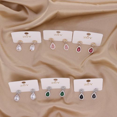 Brincos de Zircônia Folheados de Tarraxa (R117-16)