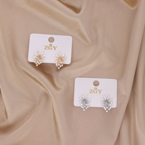 Brincos de Zircônia Folheados de Tarraxa (R118-06)