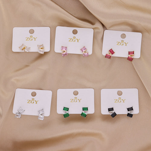 Brincos de Zircônia Folheados de Tarraxa (R118-10)