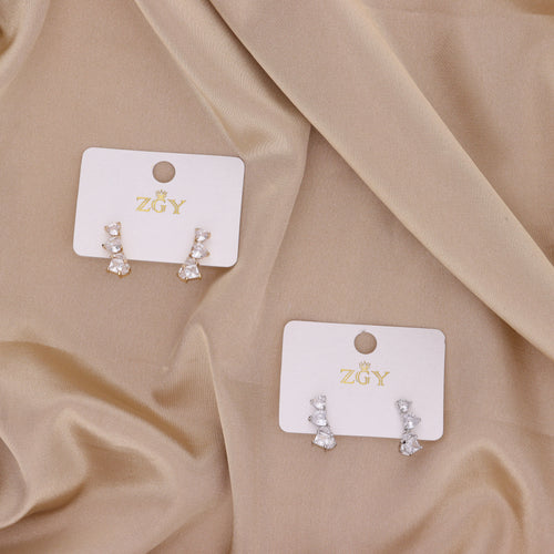 Brincos de Zircônia Folheados de Tarraxa (R118-11)