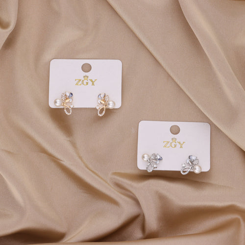 Brincos de Zircônia Folheados de Tarraxa (R118-17)