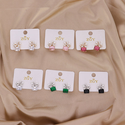 Brincos de Zircônia Folheados de Tarraxa (R118-24)