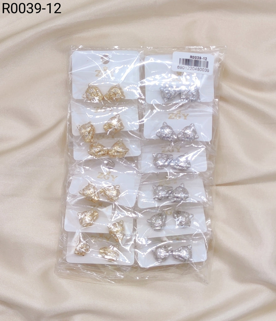 Brincos Folheados 1 dúzia com 12 pçs (R0039-12)