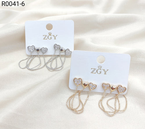 Brincos Folheados com Strass 1 dúzia com 12 pçs (R0041-6)