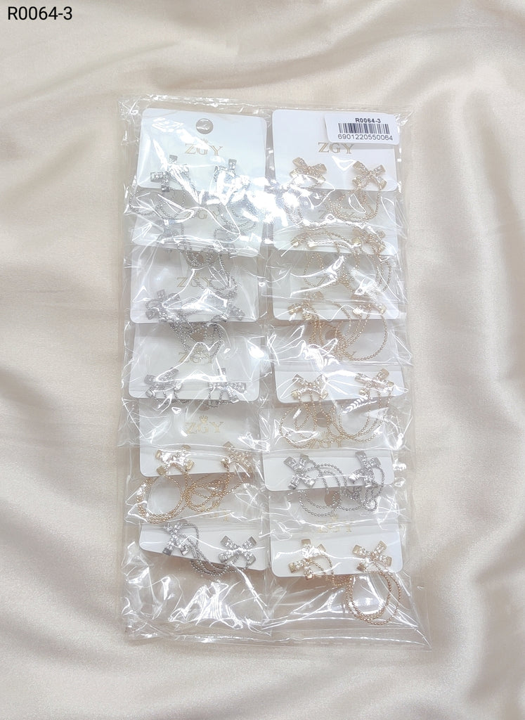 Brincos Folheados com Strass 1 dúzia com 12 pçs (R0064-3)