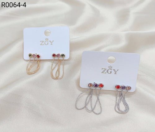 Brincos Folheados com Zircônia 1 dúzia com 12 pçs (R0064-4)