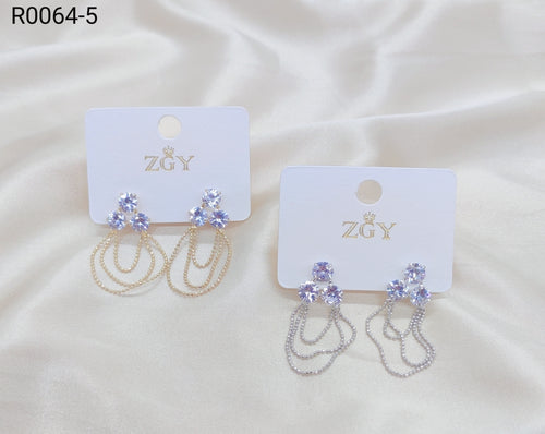 Brincos Folheados  com Zircônia 1 dúzia com 12 pçs (R0064-5)