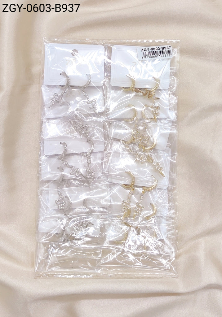 Brincos Folheados 1 Dúzia com 12 pças (ZGY-0603-B0937)