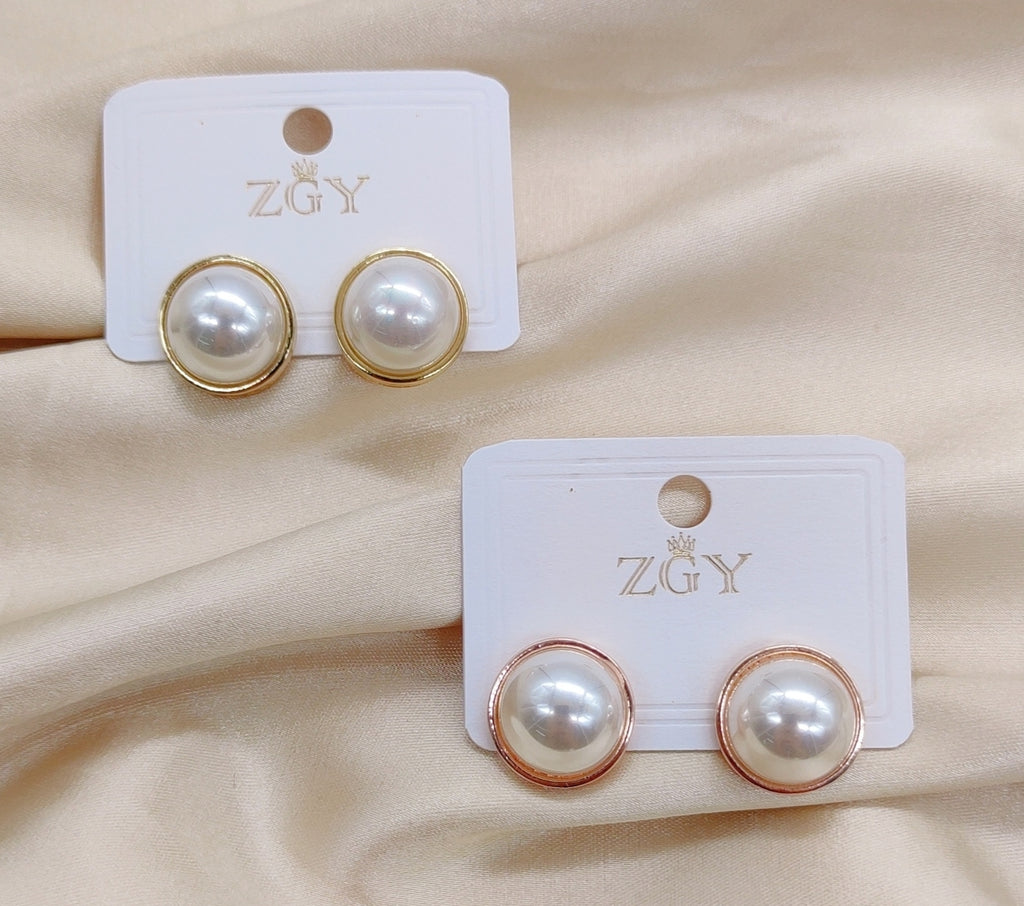 Brincos Folheados de Pérolas 1 dúzia com 12 pçs (B1008-8)