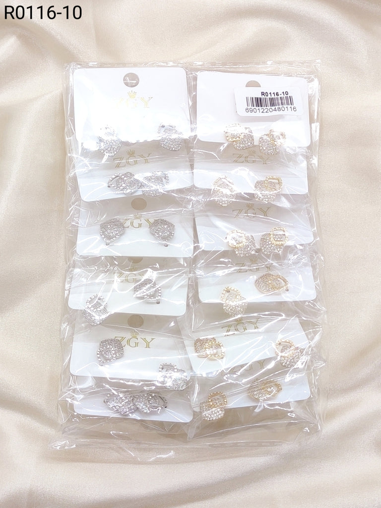Brincos Folheados com Zircônia 1 Dúzia (R116-10)