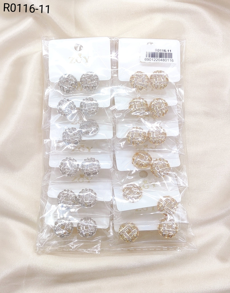 Brincos Folheados com Zircônia 1 Dúzia (R116-11)