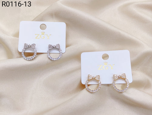 Brincos Folheados com Zircônia 1 Dúzia (R116-13)