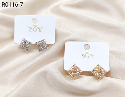 Brincos Folheados com Zircônia 1 Dúzia (R116-7)