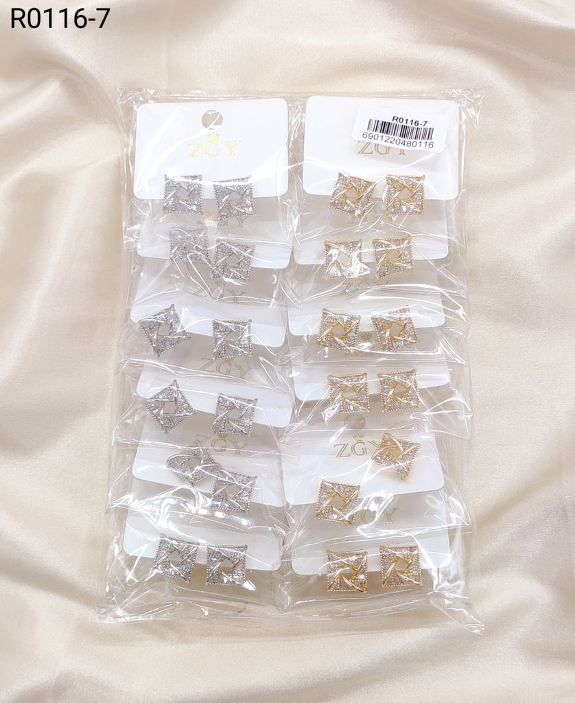 Brincos Folheados com Zircônia 1 Dúzia (R116-7)