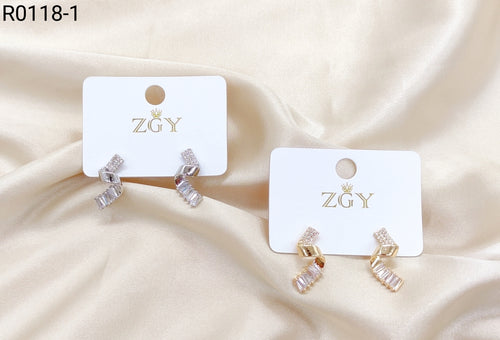 Brincos Folheados com Zircônia 1 Dúzia (R118-1)