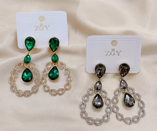 Brincos de Festa Folheados com Zircônia 1 Dúzia (B1220-11)