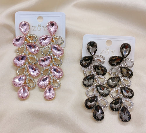 Brincos de Festa Folheados com Zircônia  1 Dúzia (B1220-12-Pressão)