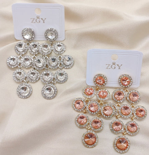 Brincos de Festa Folheados com Zircônia 1 Dúzia (B1220-13)