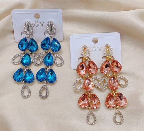 Brincos de Festa Folheados com Zircônia  1 Dúzia (B1220-14-Pressão)