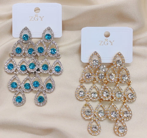 Brincos de Festa Folheados com Zircônia 1 Dúzia (B1220-15)