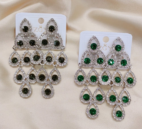 Brincos de Festa Folheados com Zircônia  1 Dúzia (B1220-15-Pressão)