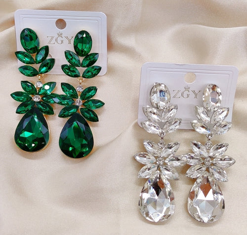 Brincos de Festa Folheados com Zircônia  1 Dúzia (B1220-16-Pressão)