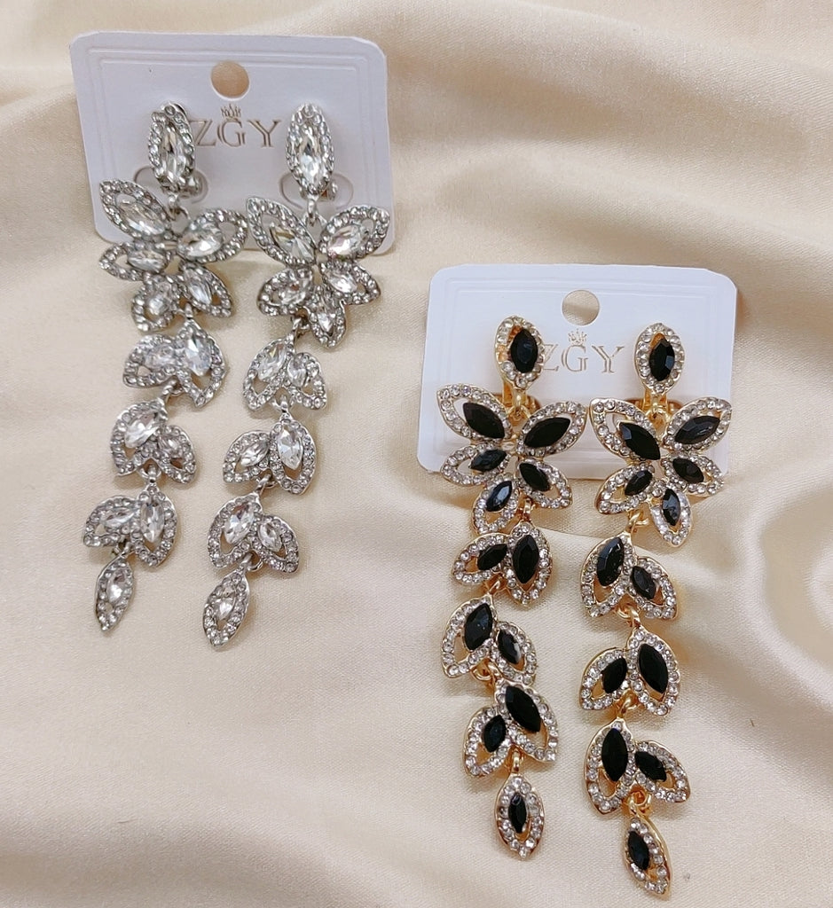 Brincos de Festa Folheados com Zircônia  1 Dúzia (B1220-19-Pressão)