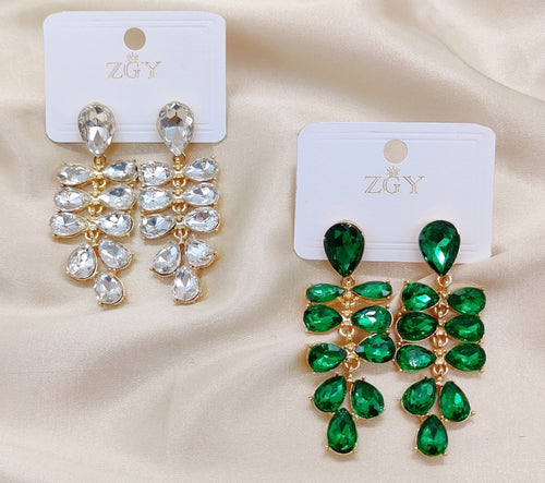 Brincos de Festa Folheados com Zircônia 1 Dúzia (B1220-1)