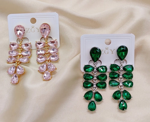 Brincos de Festa Folheados com Zircônia  1 Dúzia (B1220-1-Pressão)