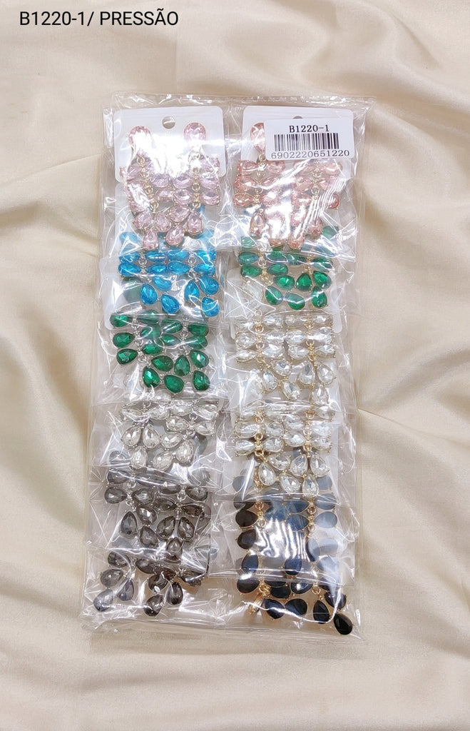 Brincos de Festa Folheados com Zircônia  1 Dúzia (B1220-1-Pressão)