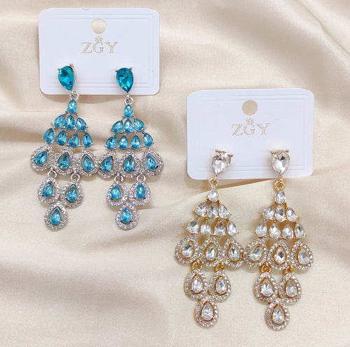 Brincos de Festa Folheados com Zircônia 1 Dúzia (B1220-5)