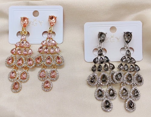 Brincos de Festa Folheados com Zircônia  1 Dúzia (B1220-5-Pressão)