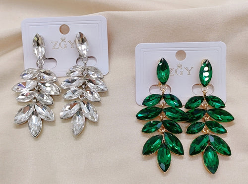 Brincos de Festa Folheados com Zircônia  1 Dúzia (B1220-6-Pressão)