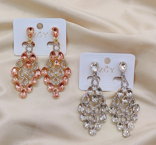 Brincos de Festa Folheados com Zircônia  1 Dúzia (B1220-7-Pressão)