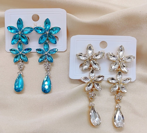 Brincos de Festa Folheados com Zircônia  1 Dúzia (B1220-8-Pressão)