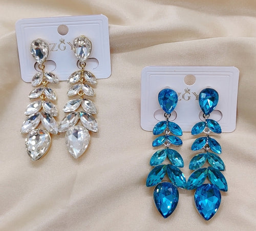 Brincos de Festa Folheados com Zircônia  1 Dúzia (B1220-9-Pressão)