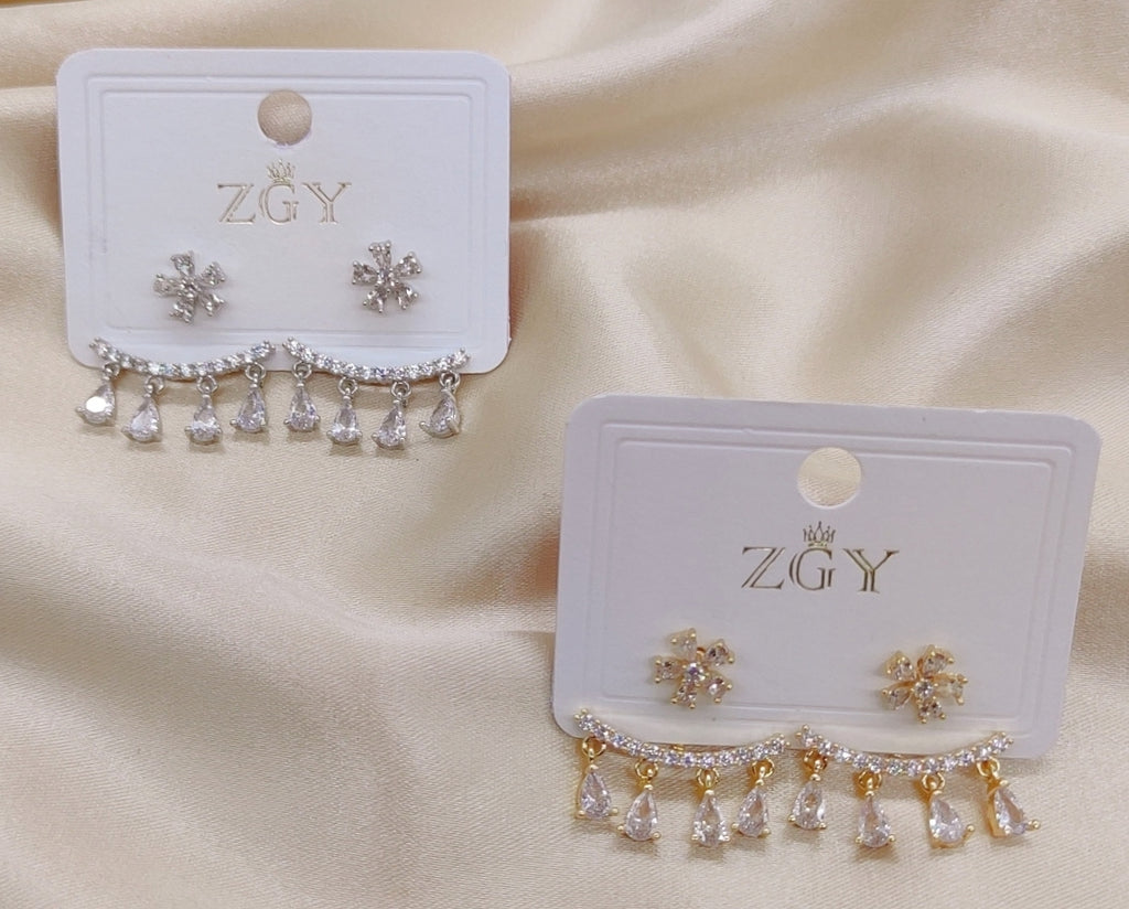 Brincos Folheados de Zircônia  1 dúzia com 12 pçs (ZGY-0603-B1336)