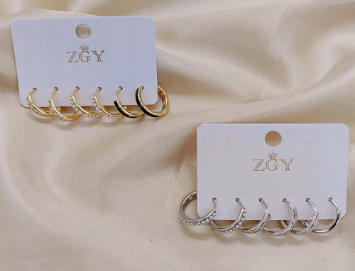 Kit 3 Brincos Folheados 1 Dúzia (ZGY-0603-1345)