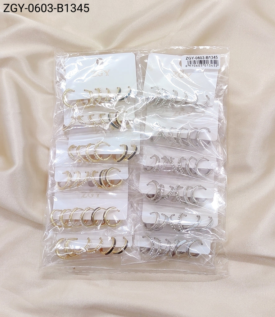 Kit 3 Brincos Folheados 1 Dúzia (ZGY-0603-1345)