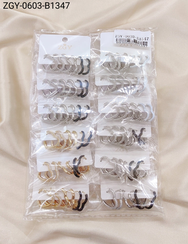 Kit 3 Brincos Folheados 1 Dúzia (ZGY-0603-1347)
