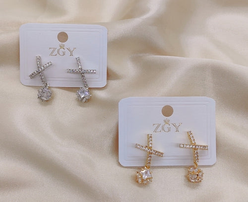 Brincos Folheados de Zircônia 1 dúzia com 12 pçs (ZGY-0603-B1390)