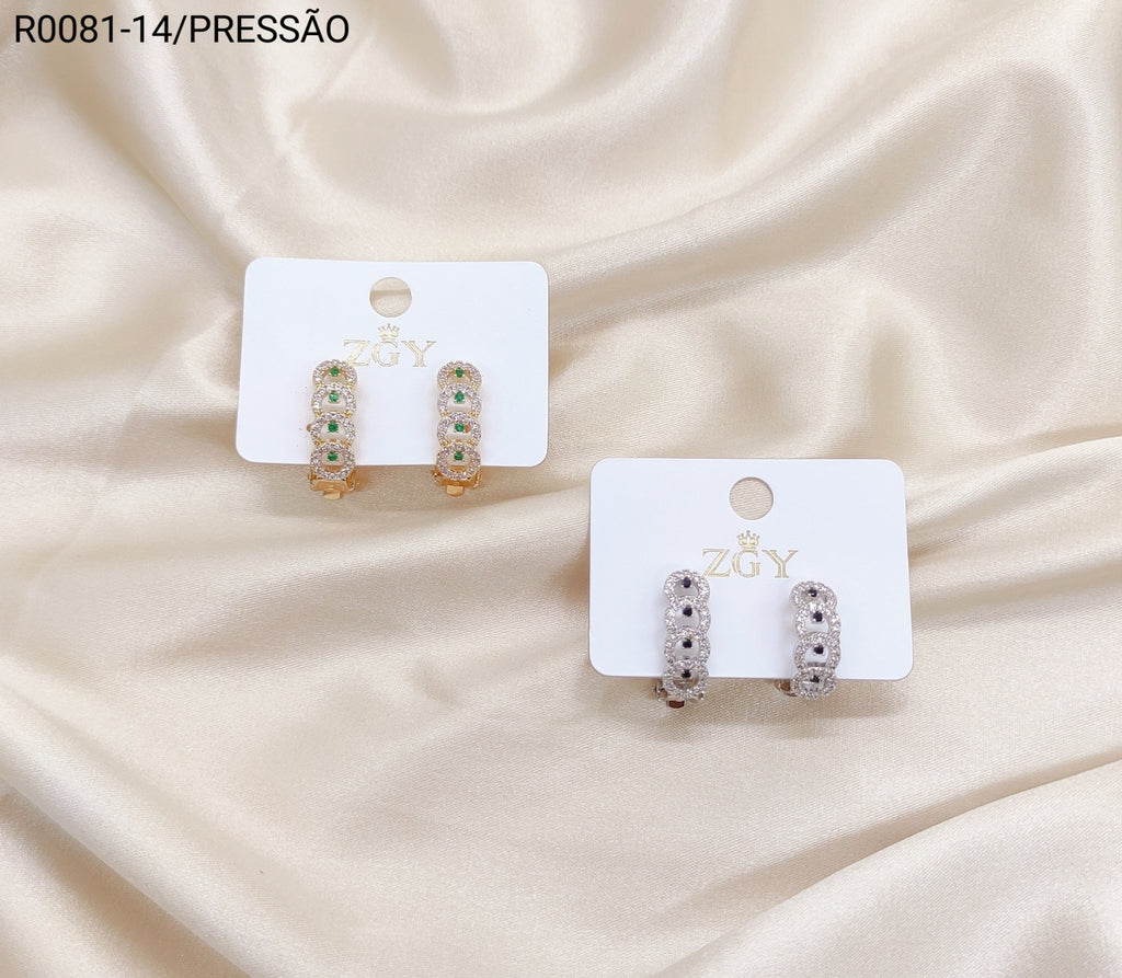 Brincos Folheados Pressão 1 dúzia com 12 pçs (R0081-14)