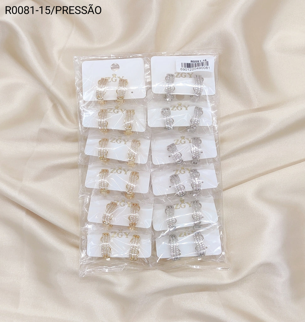Brincos Folheados Pressão  1 dúzia com 12 pçs (R0081-15)
