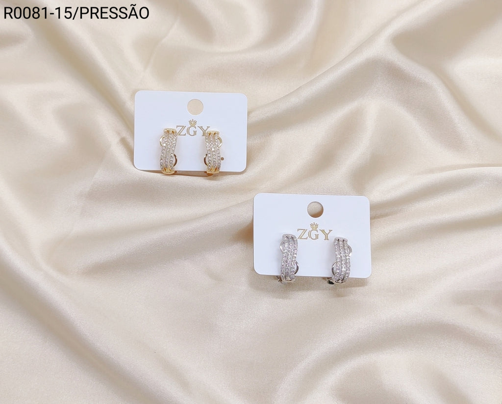 Brincos Folheados Pressão  1 dúzia com 12 pçs (R0081-15)