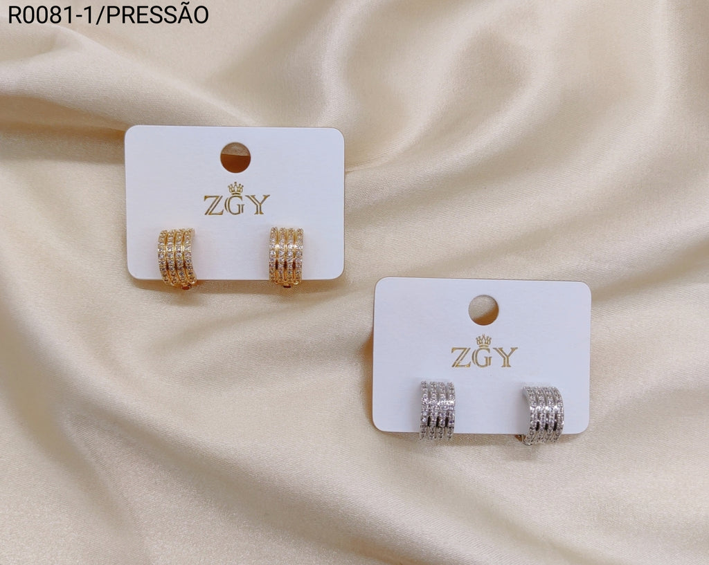 Brincos Folheados Pressão 1 dúzia com 12 pçs (R0081-1)