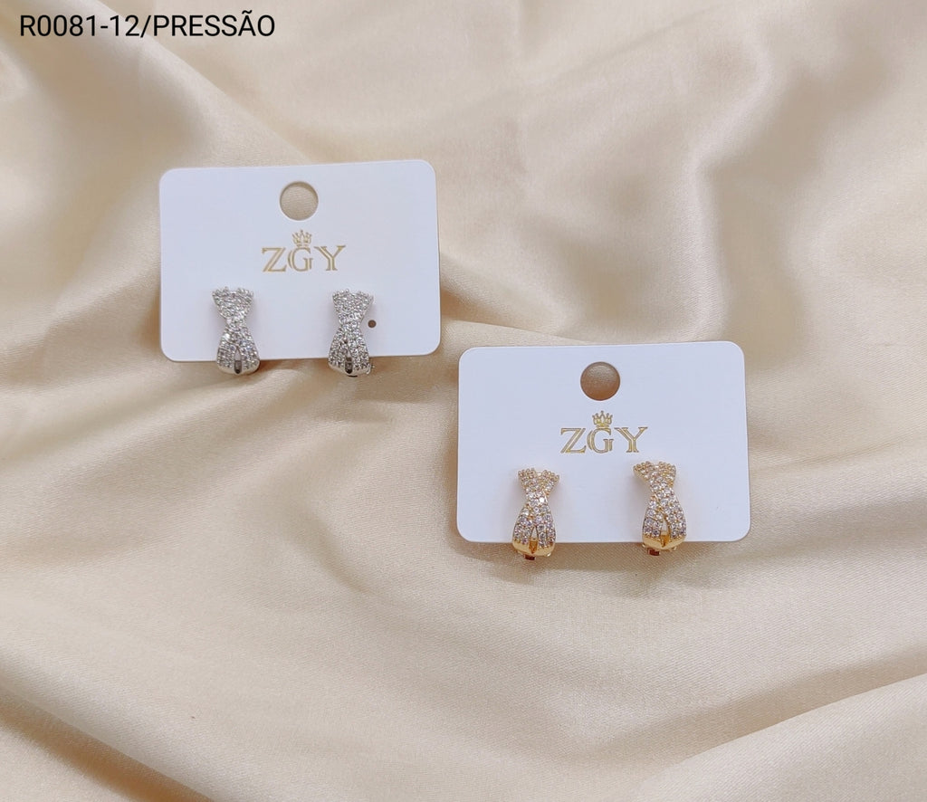 Brincos Folheados Pressão 1 dúzia com 12 pçs (R0081-12)