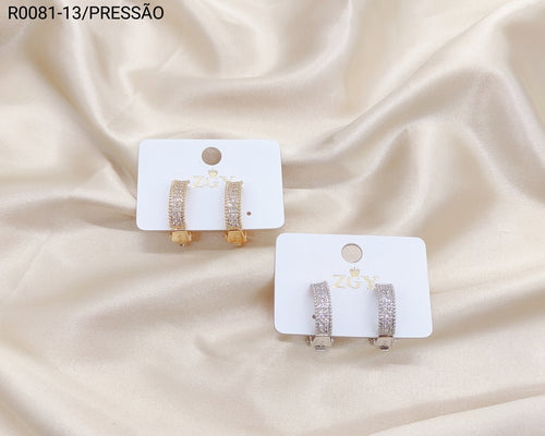 Brincos Folheados Pressão 1 dúzia com 12 pçs (R0081-13)