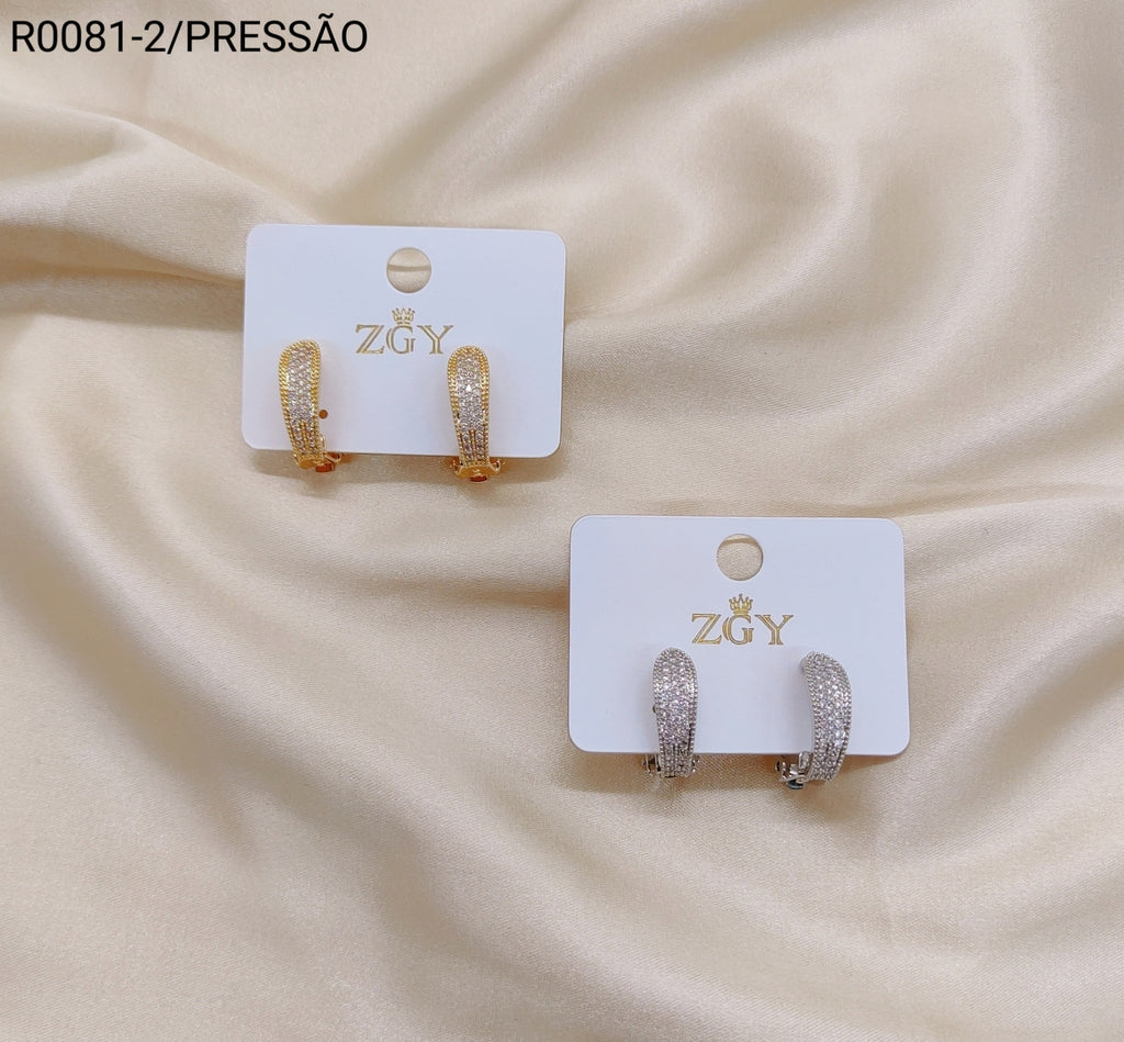 Brincos Folheados Pressão 1 dúzia com 12 pçs (R0081-2)