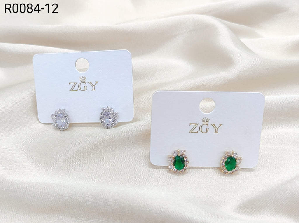 Brincos Folheados de Zircônia 1 dúzia com 12 pçs (R0084-12)